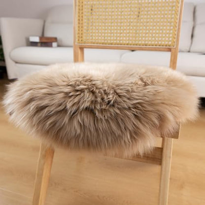 LLB Sheepskin Chair Pads - Office & Dining Room Chair Cushion - Tan, 16.5" Round (Pack of 1) - color: Tan, size: Round 16.5" (Pack of 1)