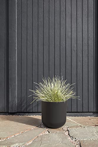 Veradek Round Black Plastic Planter Pots for Indoor/Outdoor Garden Use, with Drainage Holes, Suitable for Small to Large Succulent Plants, Flowers, Modern Interior Plants | Made From a Durable Plastic-Stone Composite With Pre-Drilled Drainage Holes. Moder