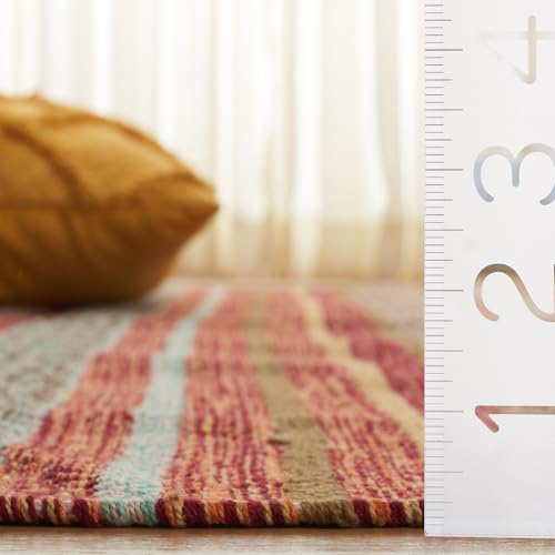 SAFAVIEH Montauk Collection Accent Rug - 2'6" x 4', Rust & Multi, Handmade Boho Stripe Fringe Cotton, Ideal for High Traffic Areas in Entryway, Living Room, Bedroom (MTK901D) - color: Rust/Multi, size: 2'6" x 4' (Rectangular)