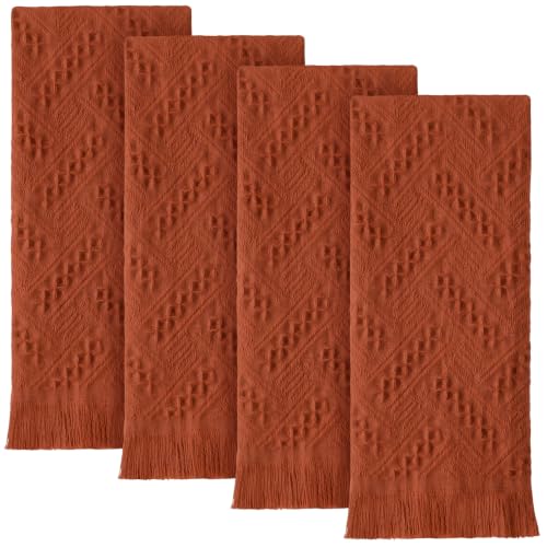 HunnmingRe 10 Pack Boho Hand Towel for Kitchen,Burnt Orange | 14x30 Inch, 100% Turkish Cotton, Summer Boho Decorative ,Towel Waffle ,Farmhouse Decor ,Absorbent Soft ,Guest Gift - color: Burnt Orange