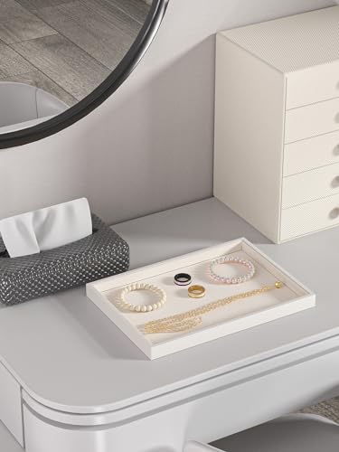 Drawer Jewelry Organizers And Storage,Velvet Bracelet And Ring Display Small Tray,Dresser Jewelry Drawer Organizer Inserts Containers,Earring And Necklace Holder Box (Beige Blank Trays) - style: Beige Blank Trays
