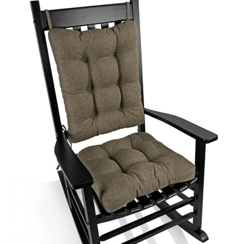 BUYUE Chair Cushion Set for Rocking Chair, Back Pillow & Seat Cushion with Ties, Original Woven Fabric Non-Slip Chair Pads for Elderly Sitting, Brown - color: Brown