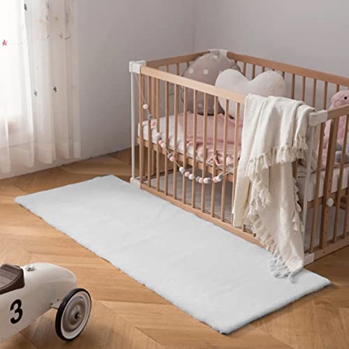 Latepis Fluffy Shag 2x6 Rug Grey Fuzzy Throw Area Rug Washable Gray Faux Rabbit Fur Plush Soft Rugs for Bedroom Accent Rugs for Kids Room Nursery Cute Room Decor - color: Grey, size: 2' x 6' (Rectangular)