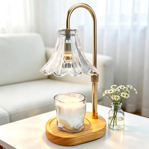 Banbanda Candle Warmer Lamp with Timer: 2026 Mothers Day Gifts for Women, Adjustable Candle Warmer with 2 Bulbs, Flower Candle Lamp for House Warming Room Decor - color: Champagne Gold