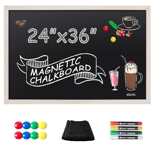 SELEAD Magnetic Chalkboard Words Sign - 24" x 36", White Wood Frame | Large Wall Decor Bulletin Chalk Board Menu Pizarra for Home Kitchen, Business, Restaurant, Farmhouse - color: Rustic White, size: 36"W x 24"H