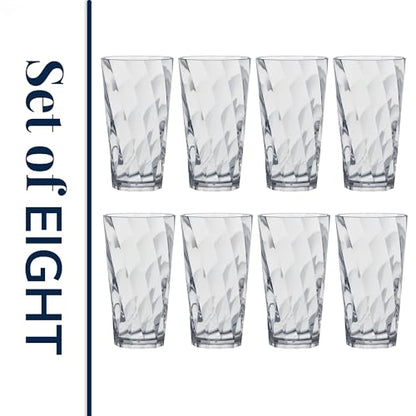 US Acrylic Optix Plastic Reusable Drinking Glasses (Set of 8) 20oz Water Cups in Clear | BPA-Free Tumblers, Made in USA | Top-Rack Dishwasher Safe - size: 20 Ounces