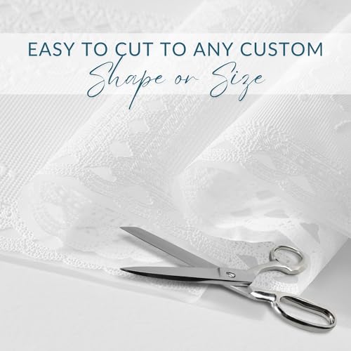 Threadmade Crochet Lace-Inspired 3-Yard Cut-to-fit Vinyl Tablecloth/Table Protector, White - 54" W x 108" L - color: White