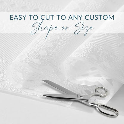 Threadmade Crochet Lace-Inspired 3-Yard Cut-to-fit Vinyl Tablecloth/Table Protector, White - 54" W x 108" L - color: White