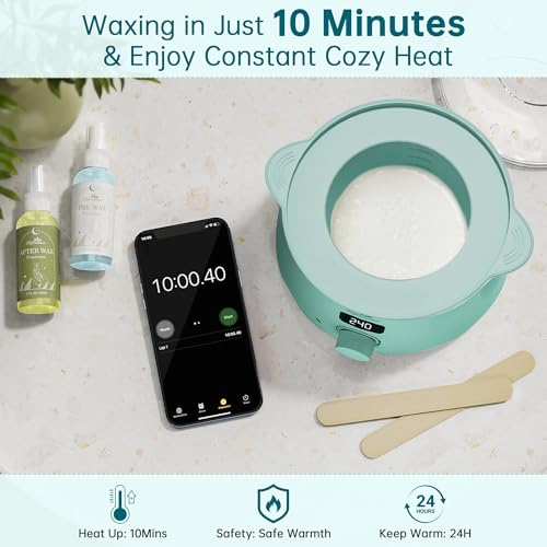 Lifestance Waxing Kit for Women & Men - L3 VelviMint Digital Warmer | Silicone Wax Pot Liner, Hair Removal Kit with 14.1oz Hard Wax Beads & Oil Spray, Professional for Brazilian Bikini Face Leg - color: Chic Enhanced LCD (VelviMint) Kit