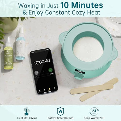 Lifestance Waxing Kit for Women & Men - L3 VelviMint Digital Warmer | Silicone Wax Pot Liner, Hair Removal Kit with 14.1oz Hard Wax Beads & Oil Spray, Professional for Brazilian Bikini Face Leg - color: Chic Enhanced LCD (VelviMint) Kit