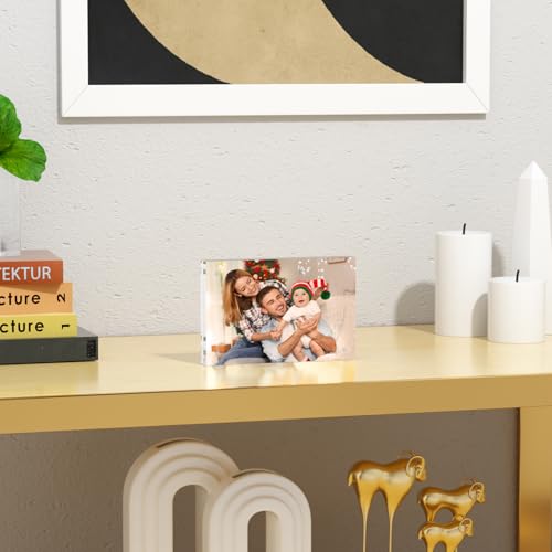 NIUBEE 4x6 Acrylic Picture Frame, Photo Frame 20% Thicker Block | Shatterproof &Safe, 95% High Transparency, UV protection, Double-sided display Magnetic Desktop Frames for Picture Display - size: 4x6"(1 Pack)