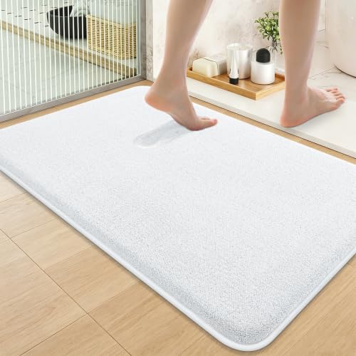 Smiry Memory Foam Bath Mat 36x24, Extra Soft Absorbent Bathroom Rugs | White Quick Dry, Machine Washable Bath Mats for Bathroom, Shower, Tub and Home Decor Accessories - color: White, size: 36'' X 24''