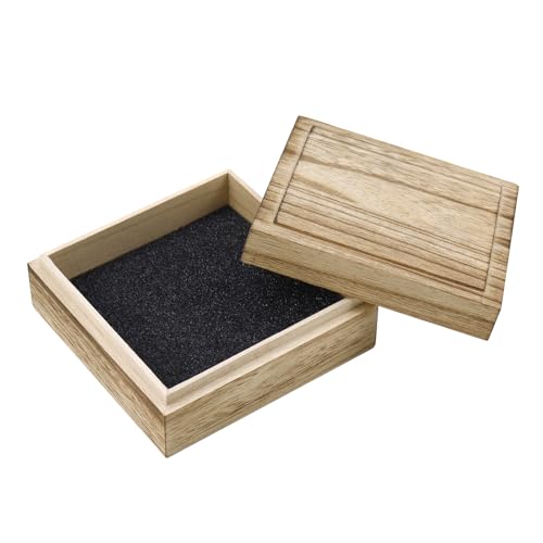 KUMGROT Wooden Storage Box Square Keepsake Box Crafts DIY Storage Jewelry Case Small Wooden Boxs with Sponges Storage Organizer for Photos Jewelry Ring Coins Cards Change, 5.51" x 2.36" x 2.13" - style: Square