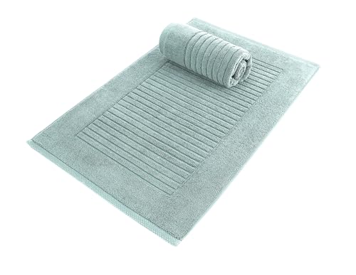 CTT - 2 Piece Bathroom Rugs Set, 100% Cotton Bath Mats, Non-Slip, Comfy & Highly Absorbent Bathroom Floor Mats, Machine Washable | 20"x32" (Spa Green) - color: Spa Green
