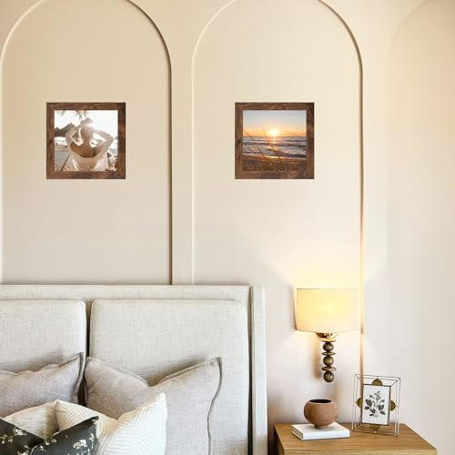 5x5 Picture Frame Deep Brown for Wall Hanging or Tabletop, Wood 5 x 5 Frame Photo Frame for Wall Horizontally or Vertically, Deep Brown, 3 Pack - size: 5x5 inch