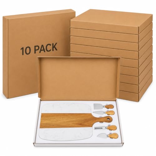 10 Pack Charcuterie Board Set - Marble & Wood Cheese Platter with Knives