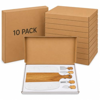 10 Pack Charcuterie Board Set - Marble & Wood Cheese Platter with Knives