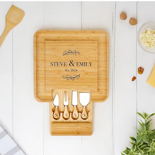 Personalized Cheese Board, Custom Bamboo Engraved Customized | Ideal for Weddings, Bridal Showers, and Special Occasions - style: Personalized Charcuterie Board2