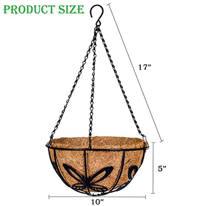 Kingbuy Metal Hanging Planter Basket with Coconut Fiber Liner Chain Wire Plant Holder 10 Inch Flower Pot for Indoor Outdoor Decor, Butterfly Pattern, 2 Pack - size: 10 Inch, style: Butterfly