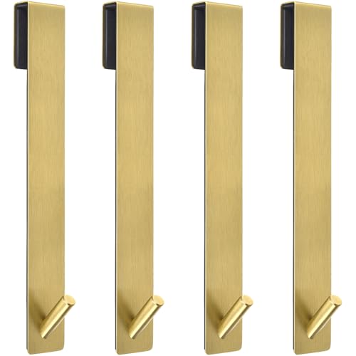 Kontoyo 10 Inch Extended Over Door Hooks, Stainless Steel Towel Hooks, Heavy Duty Rack Hooks for Robe, Towel - 4 Pack - Gold - color: Gold, size: 10IN-4 PACK
