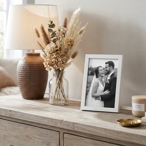 Americanflat 4x6 Picture Frame with Shatter-Resistant Glass - Streamline Collection - Thin Border Photo Frame for Tabletop and Wall Display - Hanging Hardware and Easel Stand Included - White | Shatter-resistant glass, wall or tabletop display with includ