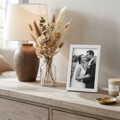 Americanflat 4x6 Picture Frame with Shatter-Resistant Glass - Streamline Collection - Thin Border Photo Frame for Tabletop and Wall Display - Hanging Hardware and Easel Stand Included - White | Shatter-resistant glass, wall or tabletop display with includ