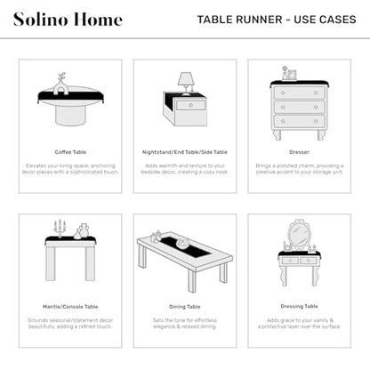 Solino Home Cotton Linen Table Runner Navy, Hemstitch Collection 14 x 36 in | Table Runners for nightstands, end tables, coffee tables and dressers | soft plain weave, artisan crafted | machine washable - color: 14: Navy, size: 14 X 36 Inch