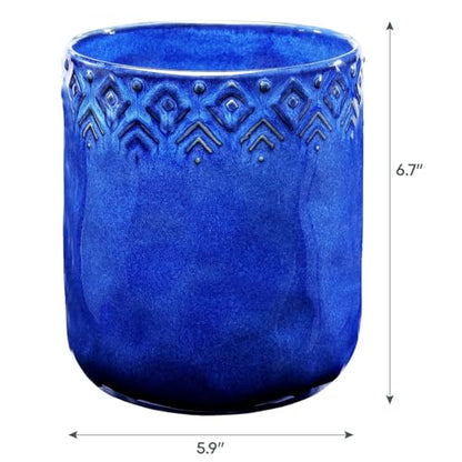 Ceramic Utensils Holder，Extra Large Stable Ceramic Cooking Tool Organizer Set for Kitchen，For Countertop ,Navy Blue - color: Navy Blue