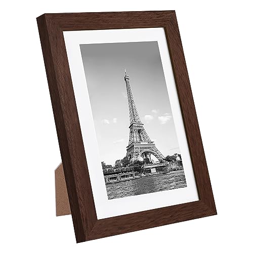 upsimples 5x7 Picture Frame Set of 10, Display Pictures 4x6 with Mat or 5x7 Without, Multi Photo Frames Collage for Wall or Tabletop Display, Brown | Small Frame Fit 4x6 and 5 x 7 Photos, Wall or Tabletop Display, For Gallery Hallway Living Room, For Chri
