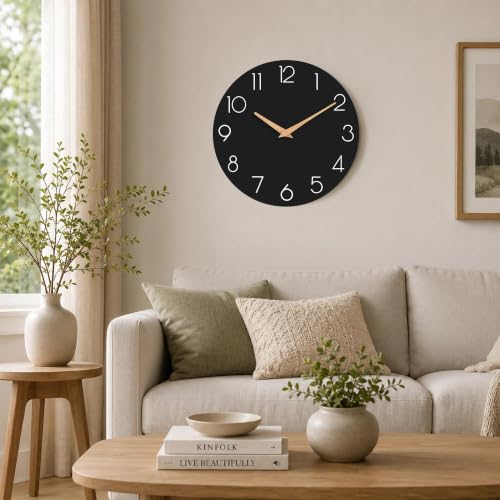 cicininc 8 Inch Battery Operated Wall Clock, Silent Analog, Black | Kitchen | Office | Bedroom | Bathroom | Small Size | Easy-to-read Numbers - color: C_black, size: 8"