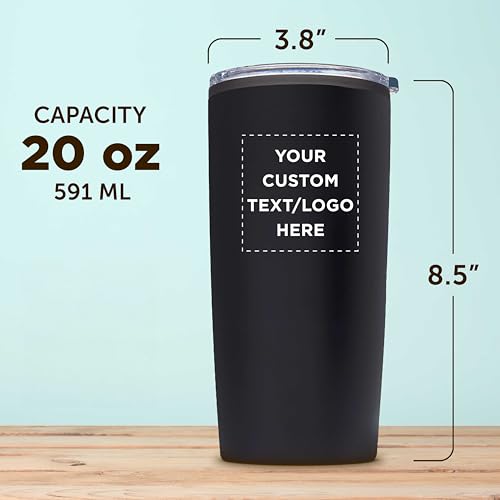 Custom Plastic Tumblers 20 oz Set of 6/12/24 Personalized Bulk Pack with Lids, Ice Coffee Tumbler, To Go Cup Insulated - Black - color: - Custom – Black