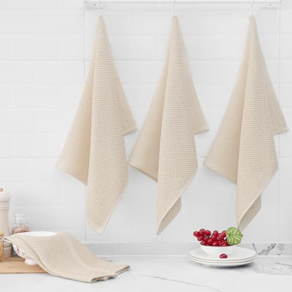 Homaxy 100% Cotton Oversized Waffle Weave Kitchen Towels, 5-Pack, Beige | 20 x 28 Inches, Ultra Soft Absorbent Dish Towels, Quick Drying Large Cleaning Towels - color: Beige, size: 20 X 28 - 5 Pack