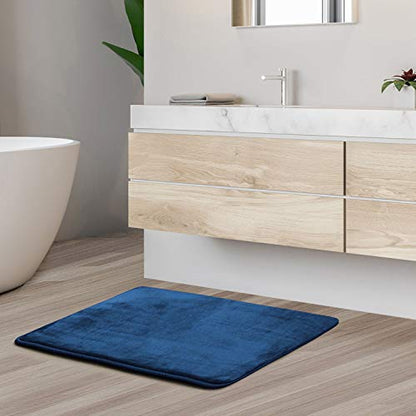 Clara Clark Bathroom Rugs, Ultra Soft Plush Bath Mat for Bathroom, Non-Slip, Velvet Memory Foam Bath Rugs, 17 x 24, Solid Royal Blue