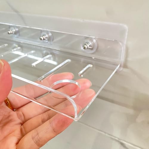 Acrylic Shower Shelves, Adhesive Shelf, Floating Shower Caddy Organizer for Home Decor,Clear Shower Shelf,No Drilling Wall Mounted Bathroom Shelves