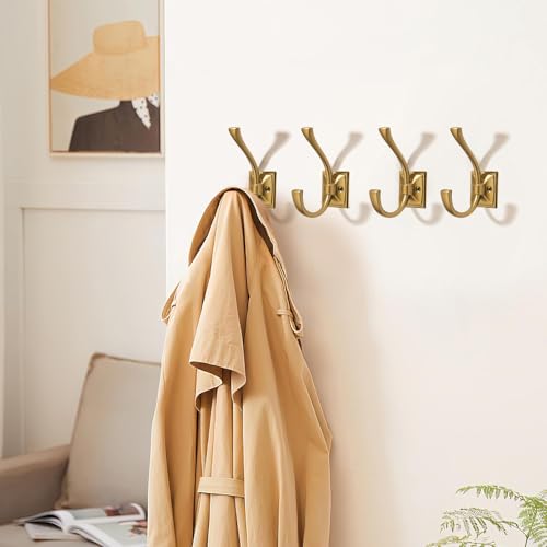Antique Design Wall Hanging Coat Hook 5 Pack Matte Coat Hook Towel Hook for Entry Shoe Cabinet, Gold Wardrobe Bathroom Bedroom Furniture Hardware - color: Gold
