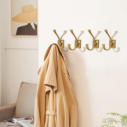 Antique Design Wall Hanging Coat Hook 5 Pack Matte Coat Hook Towel Hook for Entry Shoe Cabinet, Gold Wardrobe Bathroom Bedroom Furniture Hardware - color: Gold