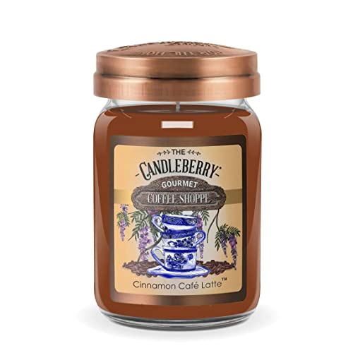 Candleberry Candles | Gourmet Coffee Shoppe Collection | Strong Fragrances for Home | Hand Poured in The USA | Highly Scented & Long Lasting | Large Jar | (Cinnamon Cafe Latte)