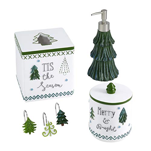 Avanti Linens - Fingertip Towels, Soft & Absorbent Cotton Velour, Holiday Bathroom Decor, Set of 2 (Christmas Trees Collection) - size: 2pc Fingertip Towels