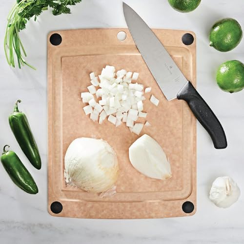 Epicurean All-In-One Cutting Board with Non-Slip Feet and Juice Groove, 14.5" × 11.25", Natural/Black - color: Natural/Black, size: 14.5"L x 11.3"W