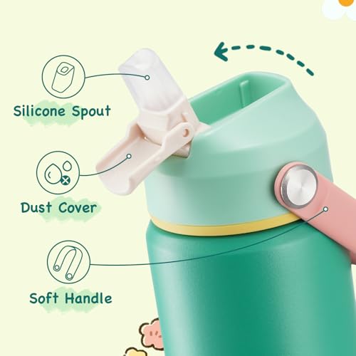 Kerilyn 12oz Water Bottle 2 Pack, Stainless Steel Insulated Water Bottle Bulk with Straws Leak-Proof,BPA Free, 2 Piece Set Mint Breeze - color: A. Mint Breeze