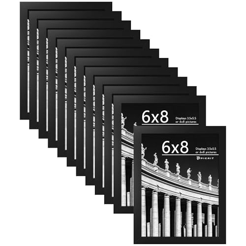 6x8 Picture Frame Set of 12, Modern Gallery Wall Frames, Black | Fits 4x6 With Mat or 6x8 Without Mat, Shatterproof Cover, Horizontal or Vertical Wall Mounting, Tabletop, Photo Collage - color: Black, size: 6x8