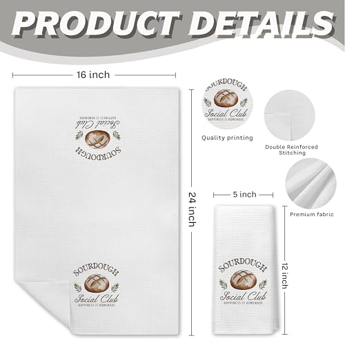 Funny Baker Gifts Kitchen Baking Towels, Gifts for Sourdough Baking Lovers, Happiness is Homemade Hand Dish Towels for Kitchen, 16x24 Inch - color: Bake Kitchen Towels-2