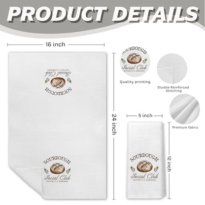 Funny Baker Gifts Kitchen Baking Towels, Gifts for Sourdough Baking Lovers, Happiness is Homemade Hand Dish Towels for Kitchen, 16x24 Inch - color: Bake Kitchen Towels-2