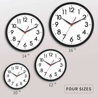 AKCISOT 10 Inch Wall Clock, Silent Battery Operated Analog Clock, Black | Classroom | Kitchen | Office | Easy to Read Numbers | Garage - color: A_black, size: 10 Inch