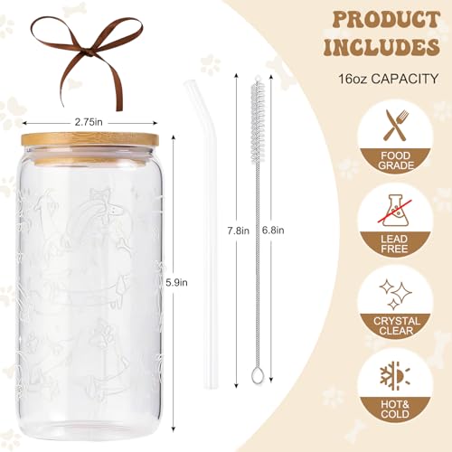 Dachshund Gift for Women, Wiener Dog Gifts Glass Cup | Coffee Tumbler with Lid Straw for Weenie Lovers Dog Owners Pet Moms Teens Friends Birthday Thanksgiving Christmas 16oz - style: Dog