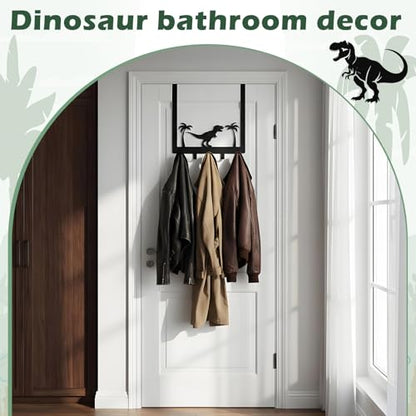 Reallnaive Dinosaur Over The Door Hooks Bathroom Decor Hanger Wall Mount Rack Holder for Towel, Hat, Coat, Cloth, Keychain, Bag, Christmas Party Gift - style: Dinosaur