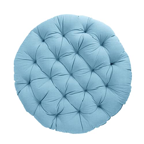 Sorra Home Tufted Papasan Cushion - Bucket & Moon Chair Comfy Round Cushion - Floor Pillow with Plush Foam for Indoor Furniture (Frame Not Included) - Sky Blue (44" x 44" x 4") - color: Sky Blue, size: 44 in x 44 in x 4 in
