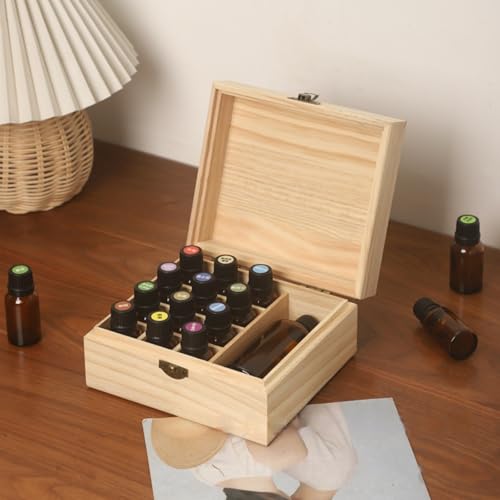 Anktily Unfinished Wooden Storage Organizer Box with Lid, Unpainted Wood Case Box for Small Keepsakes, Jewellery, Tea Bag Holder Case (13 Grids) - style: 13 Grids