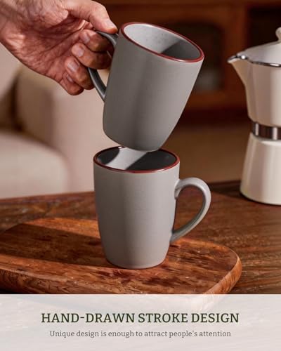 famiware Venus Coffee Mugs Set of 8, 13 oz Ceramic Stoneware Mug Cup Set | Coffee Mug with Handle for Tea, Latte, Cappuccino, Cocoa, Milk, Microwave and Dishwasher Safe, Dark Grey - color: Dark Gray, size: 8pcs