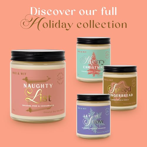 Wax & Wit Christmas Candles Scented – Balsam, Pine, Cedarwood – Fall Candle, Perfect Holiday, Winter, Xmas, Autumn Gifts – 9oz, Soy Wax, 50 Hour Burn - color: Naughty List